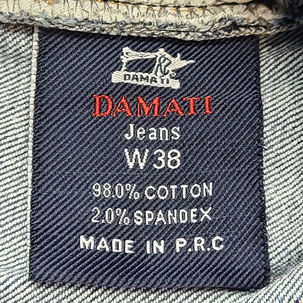 DAMATI Jeans Mens W38 Light Wash Distressed Paint‎ Splatter Denim Straight Fit